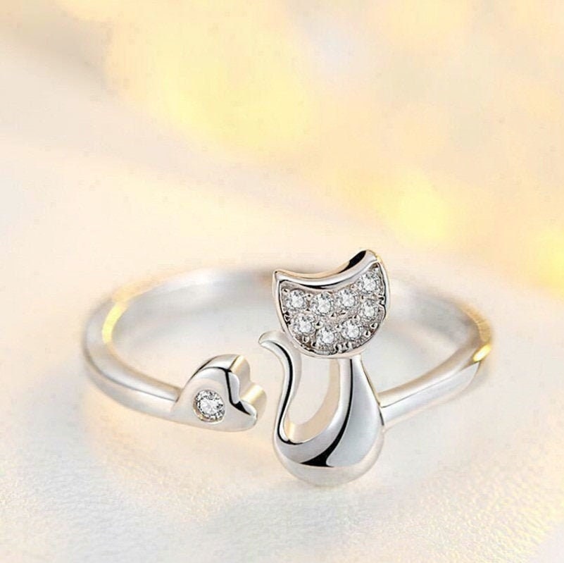 Simple Cat Design Ring/Wedding Bridal Ring/Unique Engagement Etsy