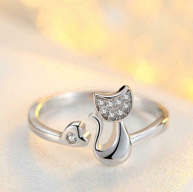 Simple Cat Design Ring/Wedding Bridal Ring/Unique ...