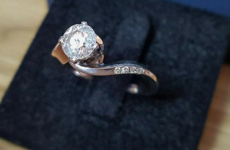 Solitaire Bypass RingUnique Engagement RingsProposal RingGift For HerFancy Promise Ring2.00 CT Round Diamond925 Silver14K White Gold