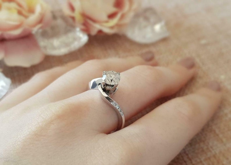 Solitaire Bypass RingUnique Engagement RingsProposal RingGift For HerFancy Promise Ring2.00 CT Round Diamond925 Silver14K White Gold