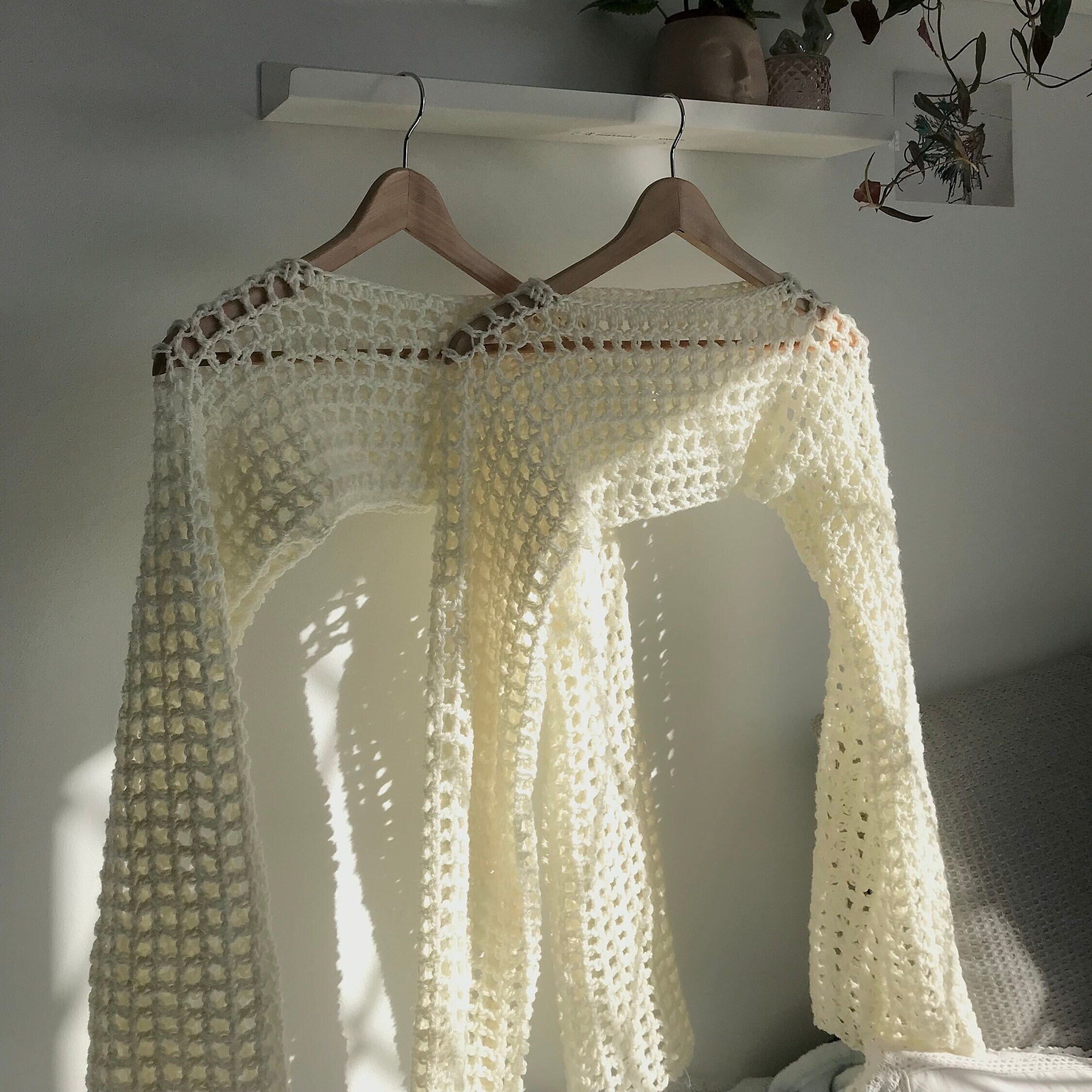★人気★【KNITTED】★Open Collar Crochet Half Knit Te.e★ ELLIE Pattern (spanish Version), Crochet Sleeves, Openwork