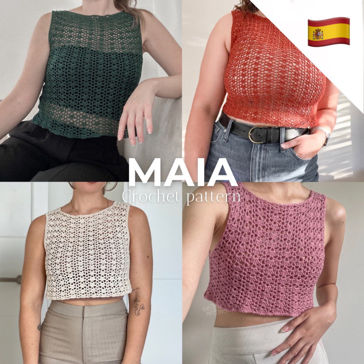 Peppermayo Maia Rose Crochet Top Sage España Top Crochet Mujer