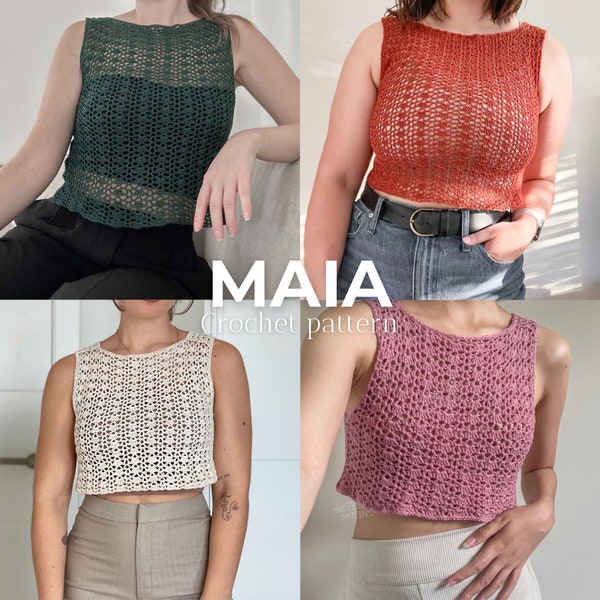 MAIA crochet pattern, lace vest, crochet top digital pattern