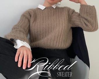 Crochet Sweater Pattern PDF, Ribbed Winter Sweater, Made to Measure, Chunky Yarn
