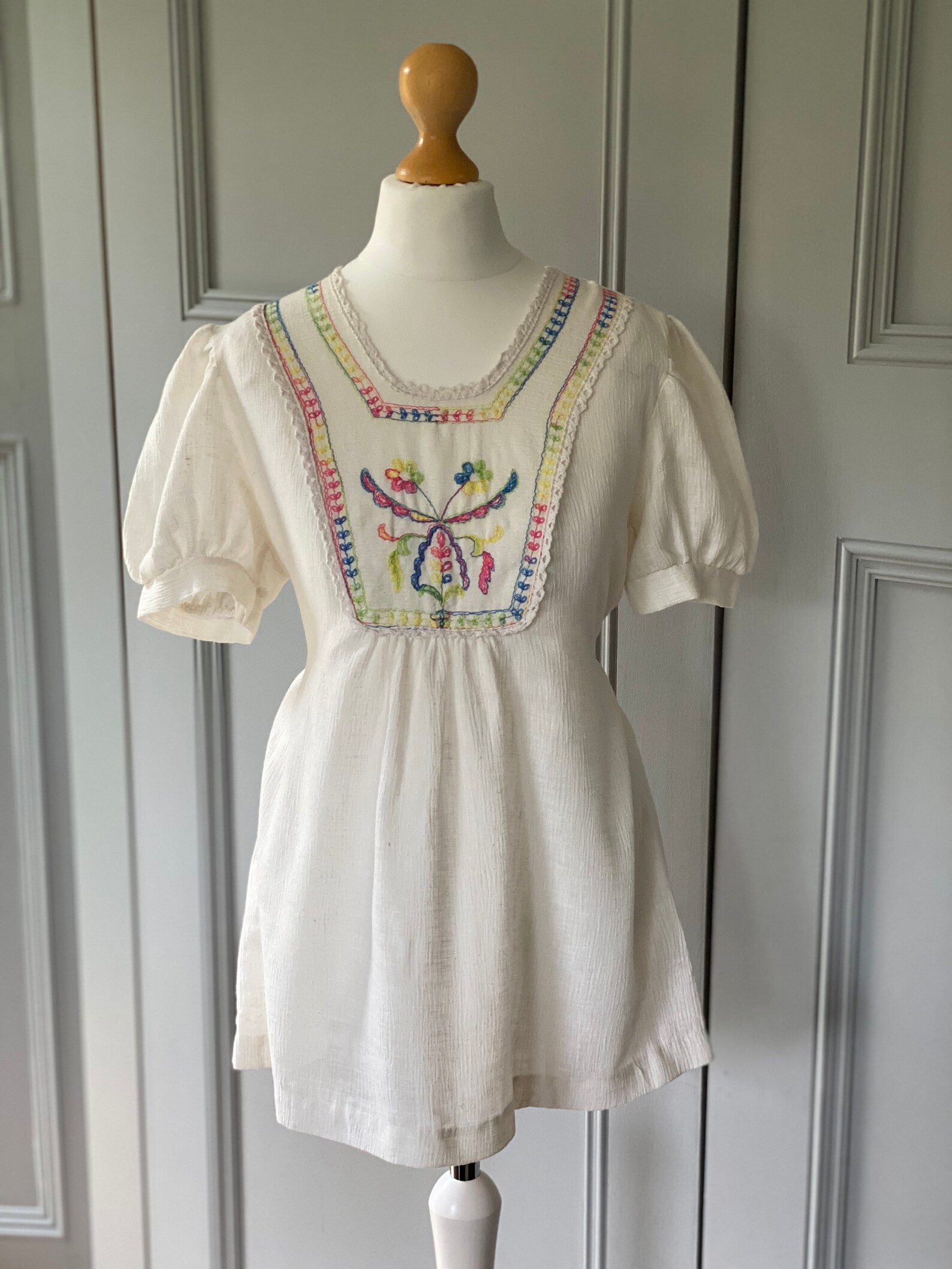 Vintage 70s Embroidered Hungarian Style Cheesecloth Top UK 1014 Etsy UK