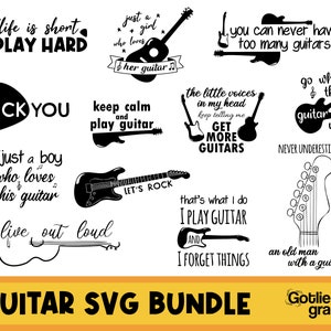 Guitar Quotes SVG Bundle, Music Lover SVG, Guitar Lover SVG voor cricut & cameo silhouette, muziekleraar svg, muzikant svg, gitarist svg