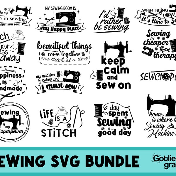 Citations de couture SVG Bundle, Couture disant SVG, Machine à coudre SVG, Artisanat svg, Matelassage svg, crochet svg, couturière svg, tailleur svg, couture svg, couture