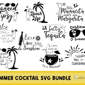Citas de cócteles de verano SVG, Paquete de citas de verano SVG, Citas de playa SVG, refranes de cócteles svg, palmeras svg, tequila svg, cita divertida svg