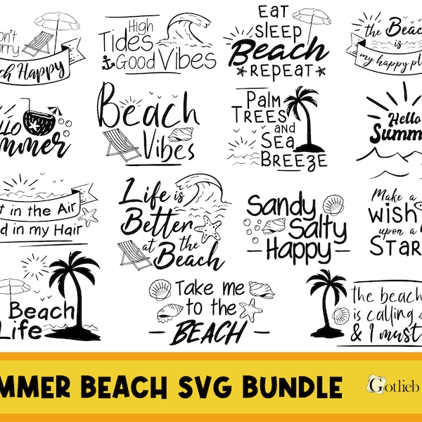 Summer Beach Quotes SVG, Summer Quotes Bundle SVG, Beach SVG, Summer time sayings svg, palm trees svg, Sea svg, ocean quote svg, holiday svg