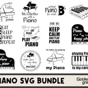 Piano Quotes SVG Bundle, Music Lover SVG, Piano Lover SVG per cricut & cameo silhouette, tastiera svg, musicista svg, pianist svg