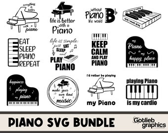 Piano Quotes SVG Bundle: Music Lover Clipart (Digital Files)