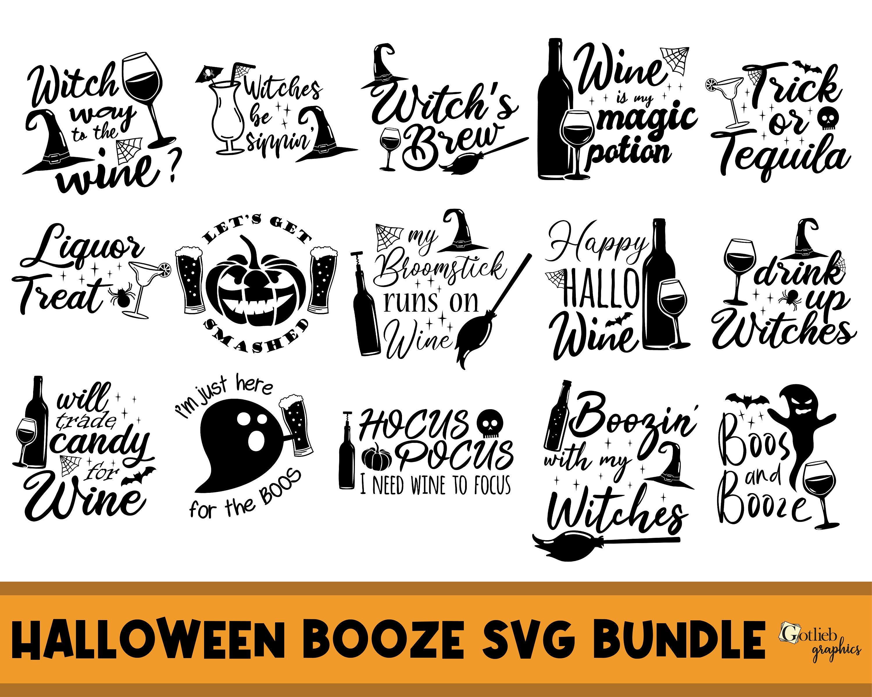Halloween Booze SVG Bundle, Halloween Funny Saying Svg, Halloween