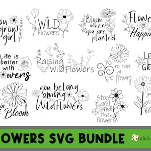 Flowers Quotes SVG, Wildflowers Quote Bundle SVG, Nature quotes SVG, Plant sayings svg, Floral svg, Botanical svg, floral bundle, leaf svg