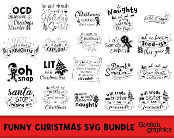 Funny Christmas Quotes SVG Bundle: Silly Winter Sayings (Digital Files)