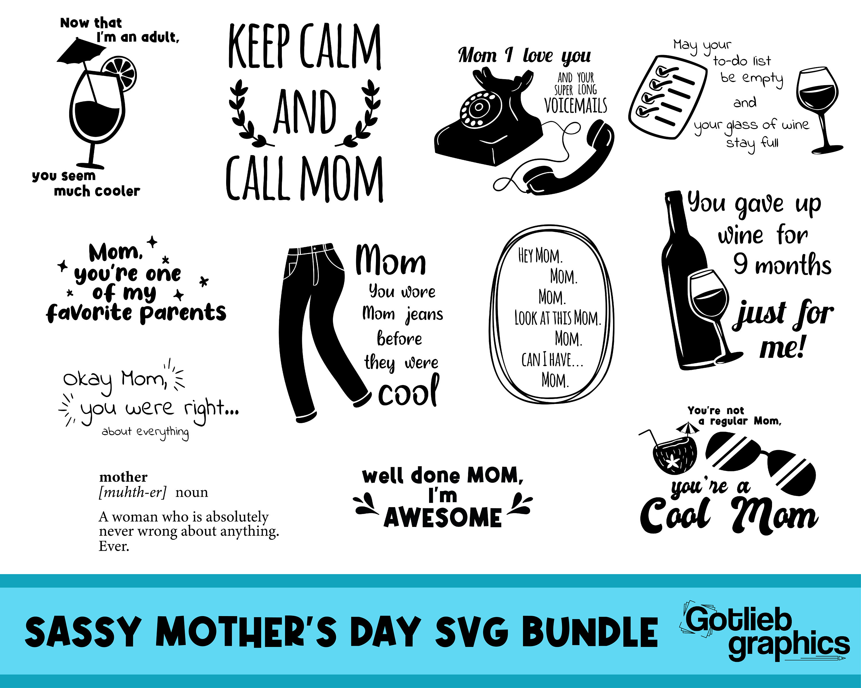 Sassy Mother's Day Quotes SVG Bundle (digital Download) - Etsy UK