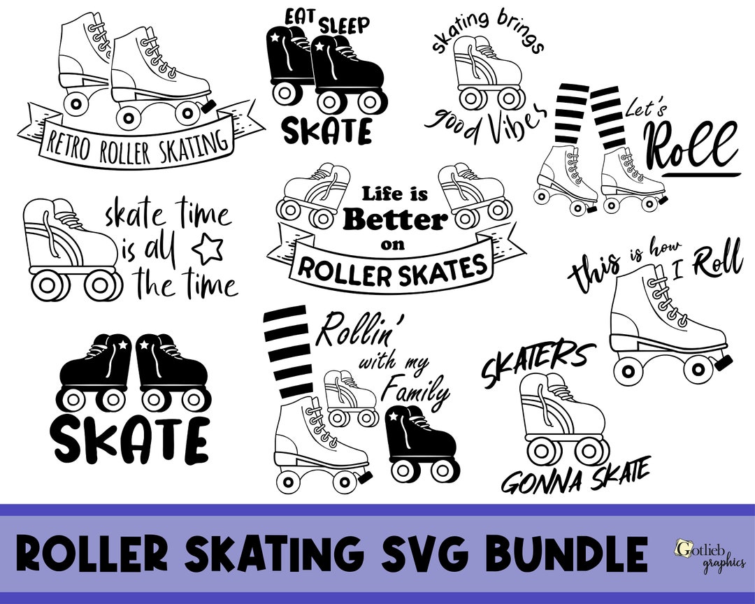 Rollschuh Sprüche SVG, Rollschuh Bündel SVG, Roller Skates Zitate SVG