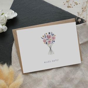 Biglietto pieghevole "bouquet di fiori" con busta A6 biglietto d'auguri fiori congratulazioni congratulazioni grazie