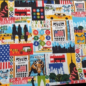 Half Yd NYC Life Stoff, NYC Reiseattraktion Stoff, NYC Wandbild Stoff.