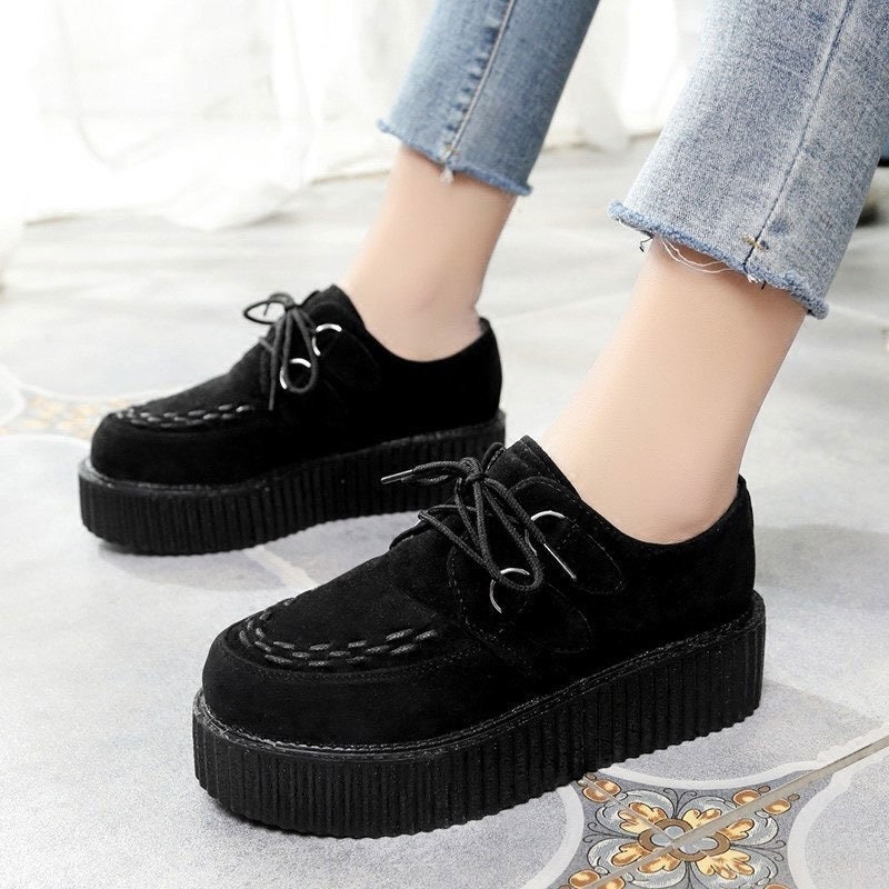 geweer Gewaad fabriek Unisex Black Platform Creepers / emo punk engeland lace up - Etsy Nederland