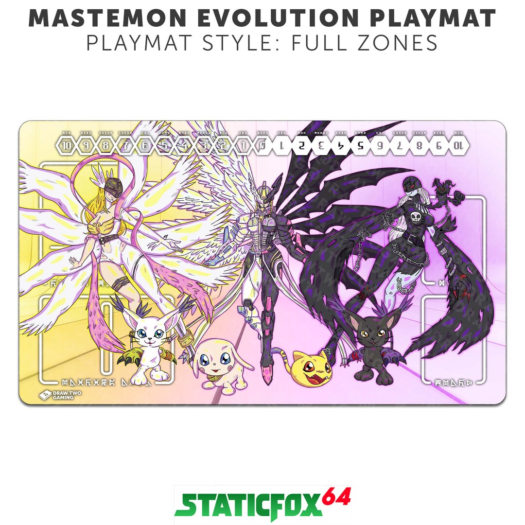 Mastemon Digimon Card Game Playmat Angewomon, Ladydevimon, Gatomon Etsy