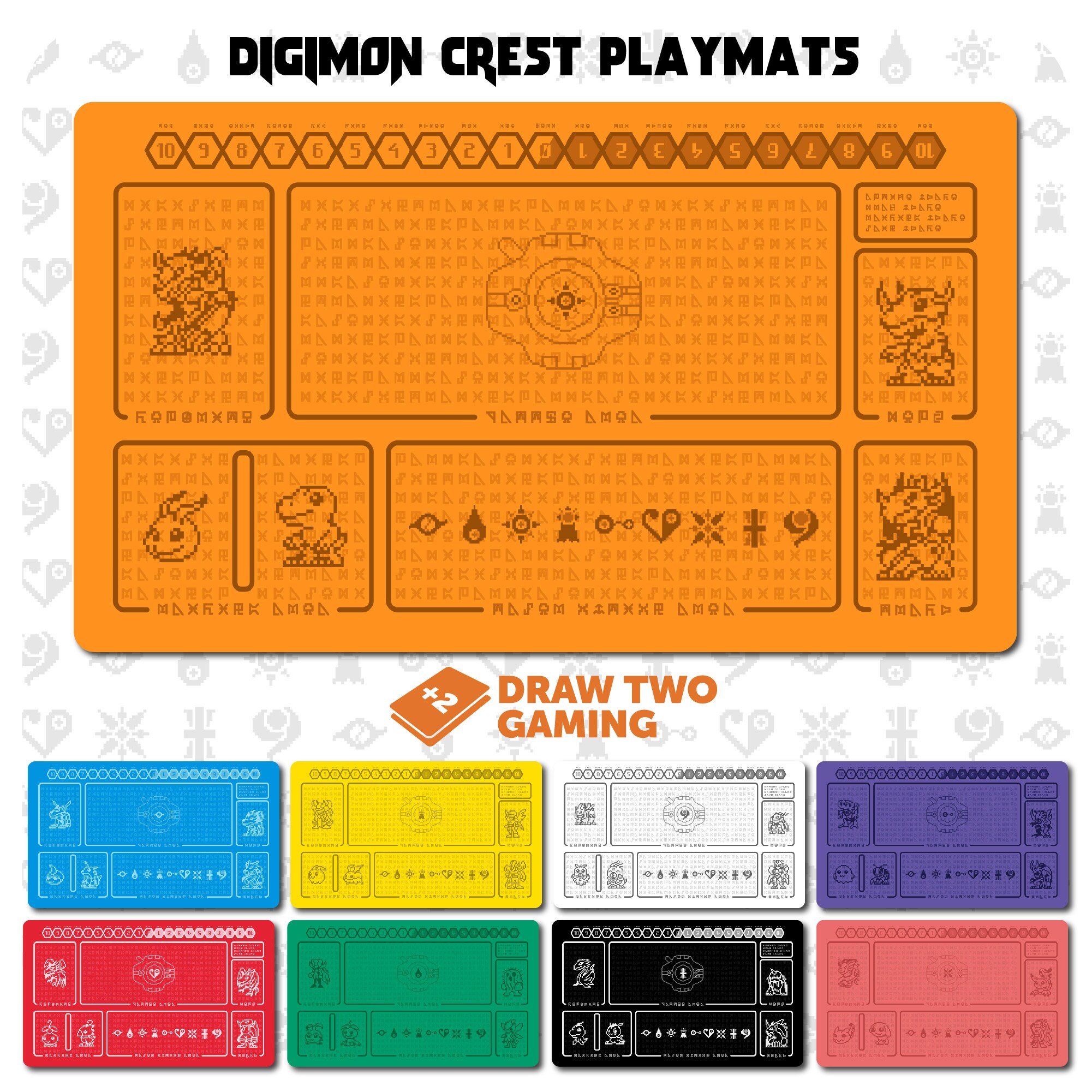 Digimon Card Game Pixel Art Crest Playmats