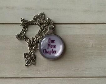 One More Chapter Purple 1” Glass Necklace | Bookish Necklace