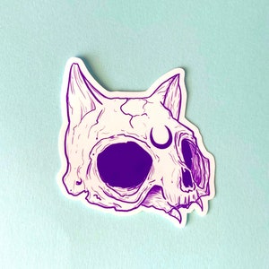 Skull Cat vinyl sticker / waterproof sticker / dye cut cat sticker