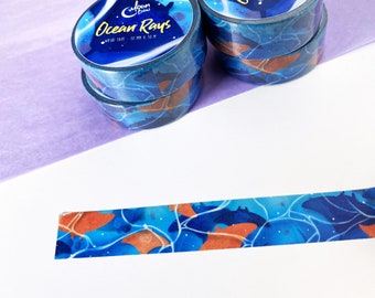 Ocean rays washi tape, cute washi tape, 15 mm x 10m,  blue washi tape