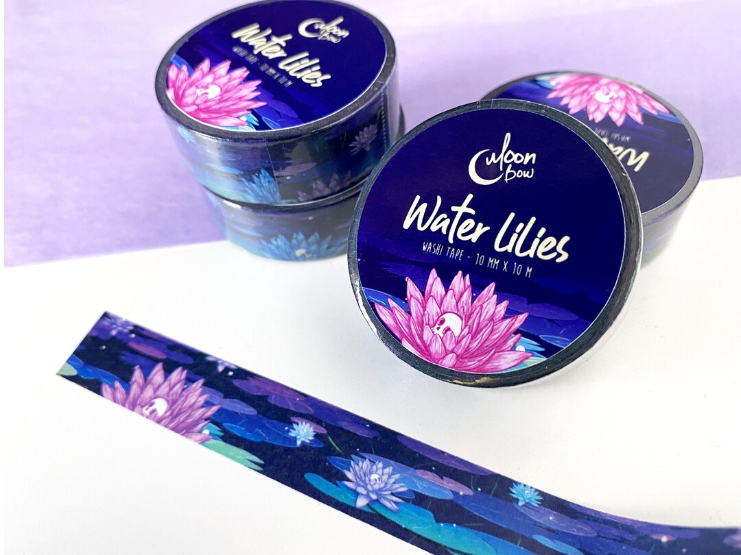 Water Lilies Washi Tape, Cute Washi Tape, 15 Mm X 10m, Plant Skull