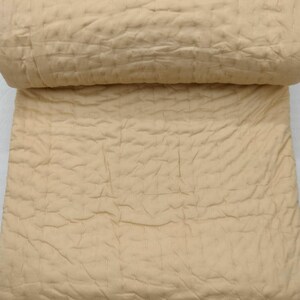Handmade Beige Kantha Quilt, Hand Stitched Cotton Blanket, Boho Farmhouse Quilt, Queen King Throw.