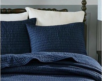 希少なアンティークダブルベッドスプレッド シルクブロケード ブルー