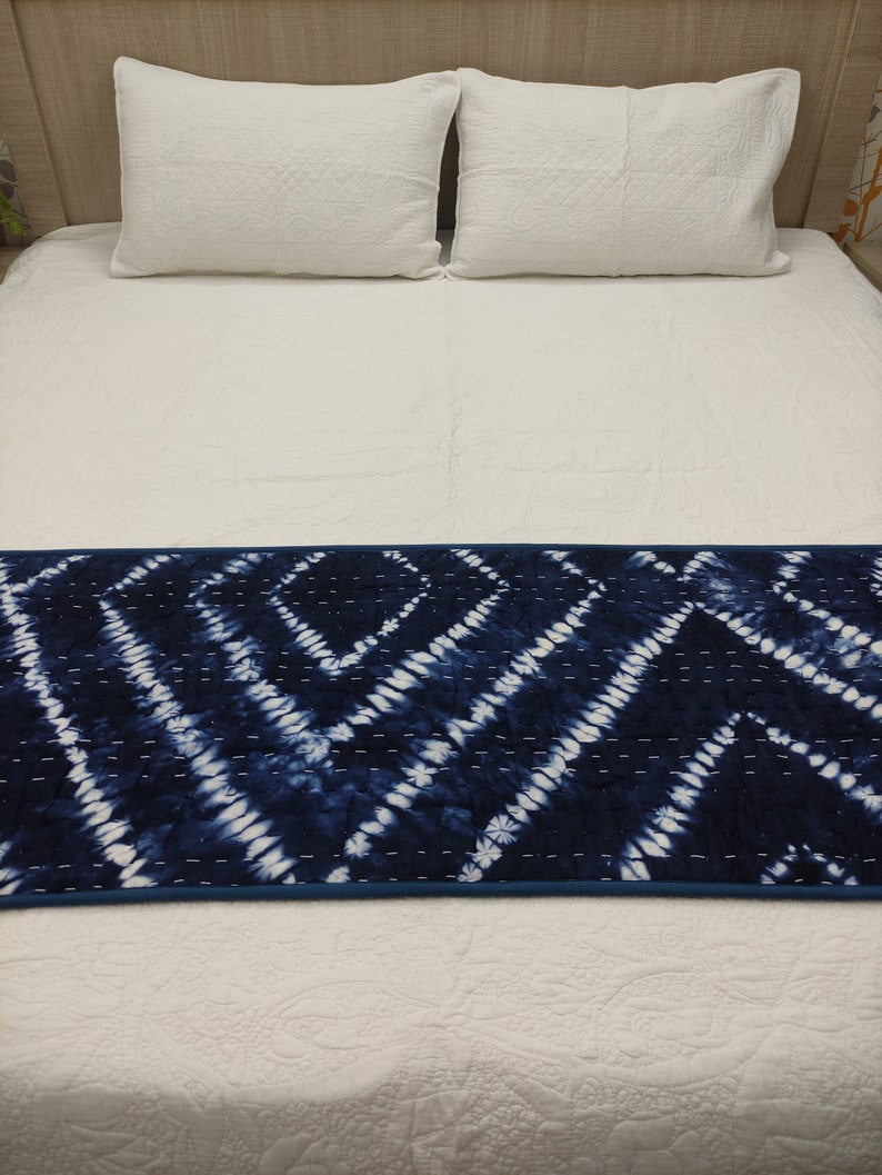 Quilted Bed Runner 100 Cotton Kantha Bed Runner Coastal Bed Etsy