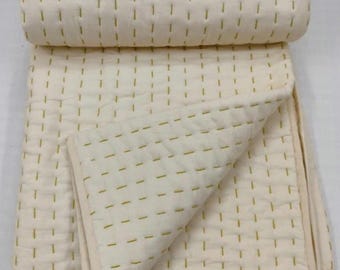 Fester Kantha Quilt aus 100% Baumwolle, verschiedene Größen und Farben ART#070