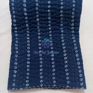Tie Dye Kantha Quilt: Handmade Cotton Shibori Blanket