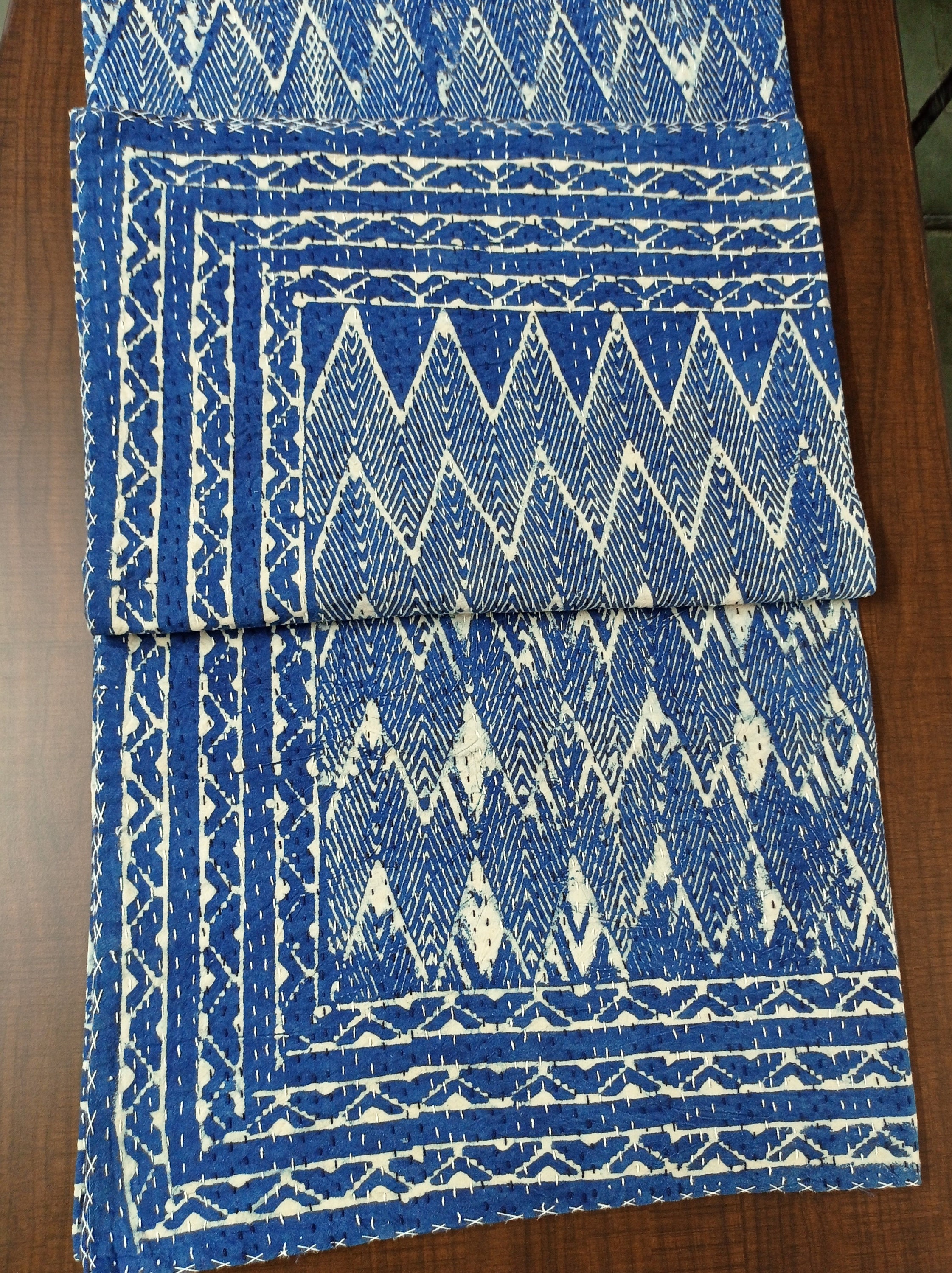 Indigo Kantha Bedspread Handmade Throw 100% Cotton Kantha | Etsy
