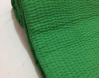 Both Side Green Kantha Quilt, Cotton Kantha Throw, Both Side Green Kantha Bedspread Handmade Kantha Quilt Hand Dye Kantha Bedcover ART#069