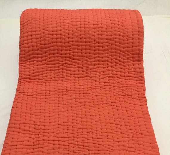 Solid Both Side Orange Kantha Quilt Indian Cotton Kantha Quilt Handmade Bedcover Hand Stitched Kantha Throw Blanket Home Decor ART052 Etsy