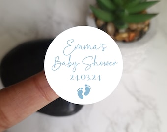 Personalised baby shower sticker | blue baby boy shower |Thank you sticker |  custom sticker |