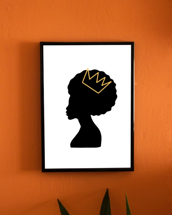 Black Queen Wall Art Royalty Art Crown Print Home Decor Etsy