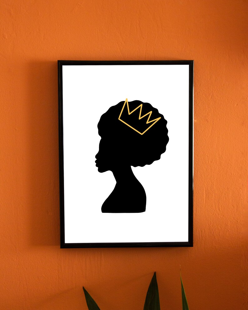Black Queen wall art royalty art crown print home decor Etsy