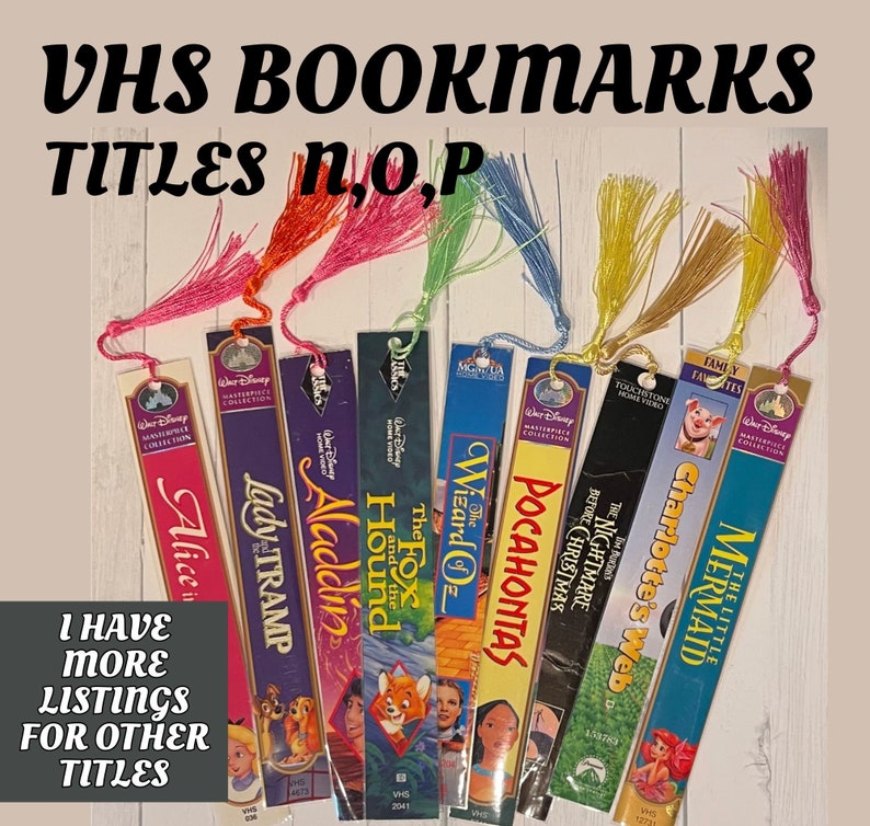 VHS Bookmarks, VHS spine bookmark, Movie Bookmark, Gift for movie lover, Book lover gift, Nostalgic gift for her, Bookmark for teen Girl,NOP image 1