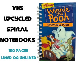 VHS Spiral Notebook, Spookable pooh notebook, Winnie the Pooh Notebook, Halloween Notebook, VHS Journal, Nostalgic Gift, Teen Gift