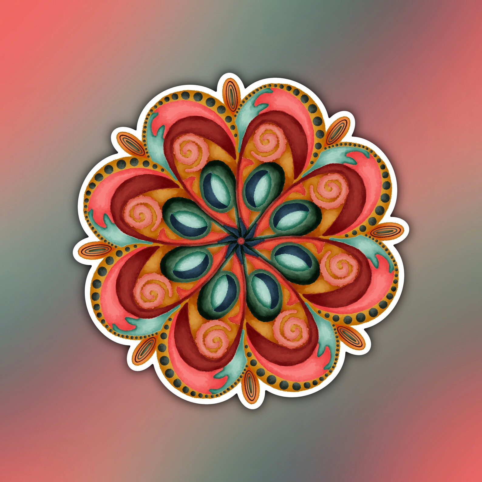 Mandala Sticker Colorful Mandala Sticker Boho Mandala Etsy