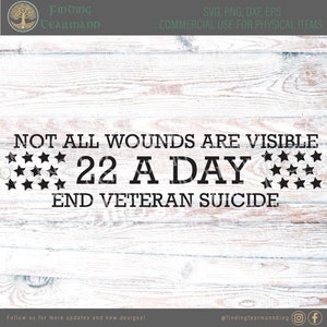 Not All Wounds Are Visible SVG *DIGITAL DOWNLOAD*svg*dxf*png*eps*vinyl*cricut*silhouette*decal*tshirt design*22 A Day*veteran*suicide*