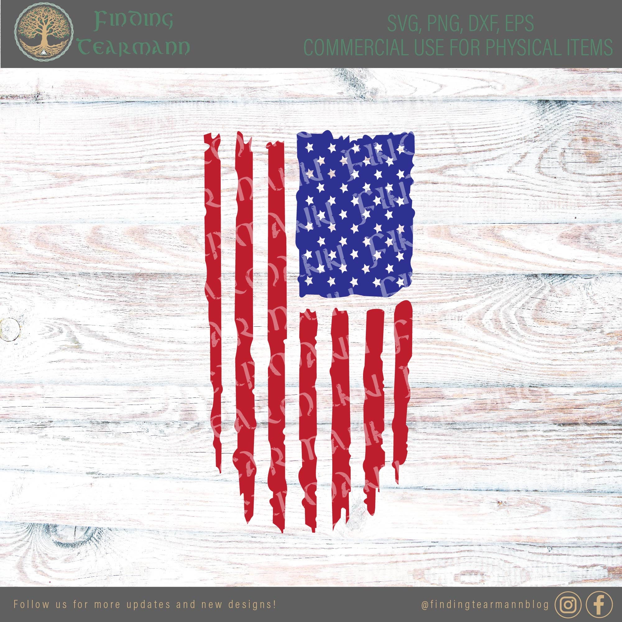 Ragged Worn American Flag DIGITAL | Etsy