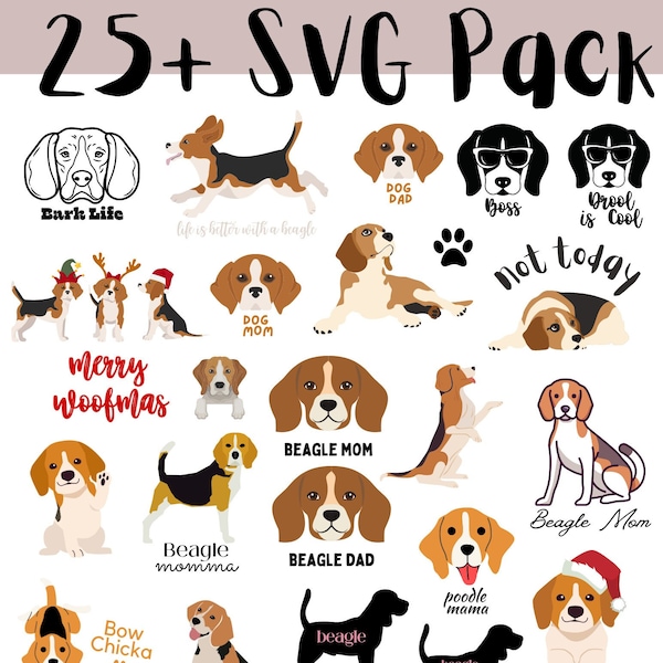 Beagle SVG Bundle for Cutting Machines, svg files, clipart, circuit, cutting files, digital files, dog mom svg, beagle svg, beagle gifts