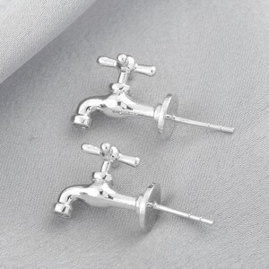 Tap Earring Stud• Black & White Rhodium Silver Stud