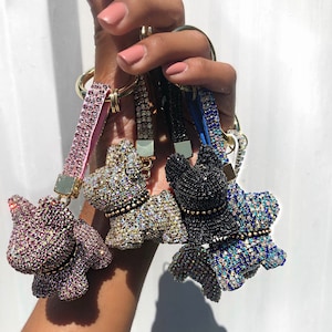 Luxury Rhinestone French Bulldog Keychain, Frenchie Lovers, Dog Lover Gifts, Crystal Keyring, Bling Doggie Keychain, Lux Keyring Accessory