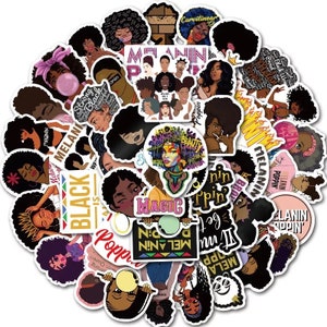 Melanin Poppin Cute Black Girl Waterproof Sticker