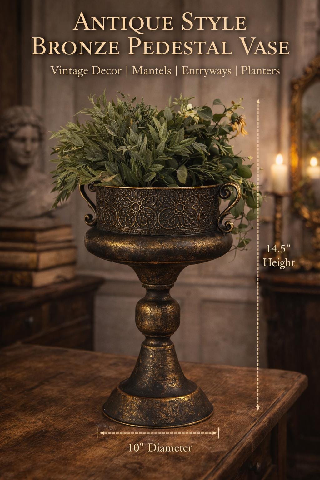 Bronze Pedestal Urn Vase | Classical European Vessel | Archival House ...